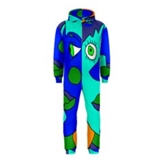 Visual Face Blue Orange Green Mask Hooded Jumpsuit (kids) by Mariart