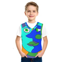 Visual Face Blue Orange Green Mask Kids  Sportswear by Mariart