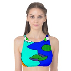 Visual Face Blue Orange Green Mask Tank Bikini Top by Mariart