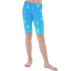 Star Blue Sky Space Line Vertical Light Kids  Mid Length Swim Shorts by Mariart