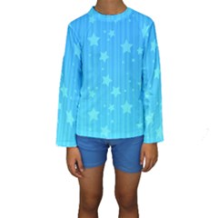 Star Blue Sky Space Line Vertical Light Kids  Long Sleeve Swimwear by Mariart
