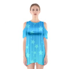 Star Blue Sky Space Line Vertical Light Shoulder Cutout One Piece