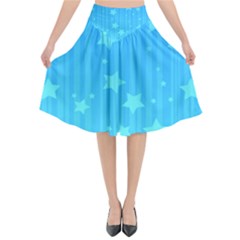 Star Blue Sky Space Line Vertical Light Flared Midi Skirt by Mariart