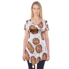 Formalin Paraffin Human Stomach Stained Bacteria Brown Short Sleeve Tunic  by Mariart