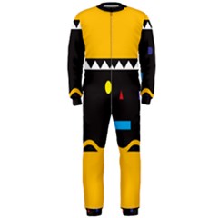 Bright Polka Wave Chevron Yellow Black Onepiece Jumpsuit (men)  by Mariart