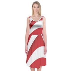 American Flag Star Blue Line Red White Midi Sleeveless Dress by Mariart