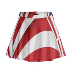 American Flag Star Blue Line Red White Mini Flare Skirt