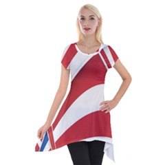 American Flag Star Blue Line Red White Short Sleeve Side Drop Tunic by Mariart