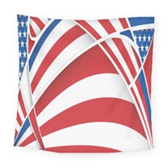 American Flag Star Blue Line Red White Square Tapestry (large) by Mariart