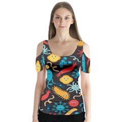 Worm Insect Bacteria Monster Butterfly Sleeve Cutout Tee 