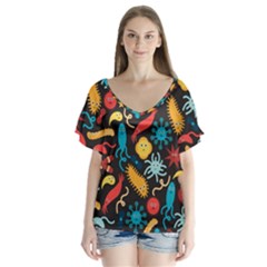 Worm Insect Bacteria Monster Flutter Sleeve Top by Mariart