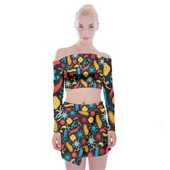 Worm Insect Bacteria Monster Off Shoulder Top With Skirt Set by Mariart