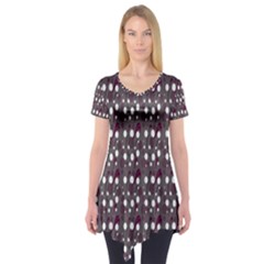 Circles Dots Background Texture Short Sleeve Tunic  by Mariart