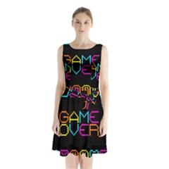 Game Face Mask Sign Sleeveless Waist Tie Chiffon Dress by Mariart