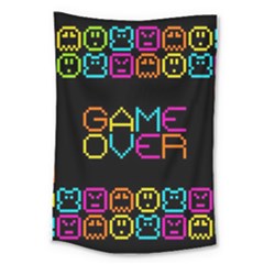 Game Face Mask Sign Large Tapestry