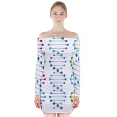 Genetic Dna Blood Flow Cells Long Sleeve Off Shoulder Dress by Mariart