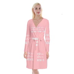 Home Love Mom Sexy Pink Long Sleeve Velvet Front Wrap Dress