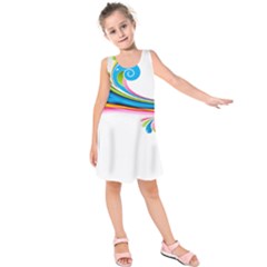 Colored Lines Rainbow Kids  Sleeveless Dress