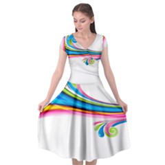 Colored Lines Rainbow Cap Sleeve Wrap Front Dress by Mariart