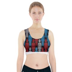 Human Man People Red Blue Grey Black Sports Bra With Pocket by Mariart