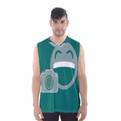 Laughs Funny Photo Contest Smile Face Mask Men s Basketball Tank Top by Mariart