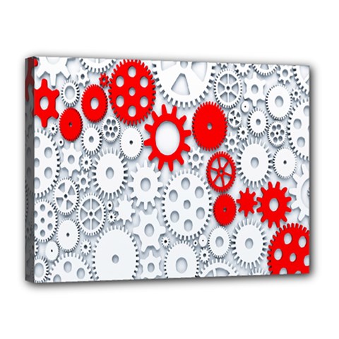 Iron Chain White Red Canvas 16  X 12  by Mariart