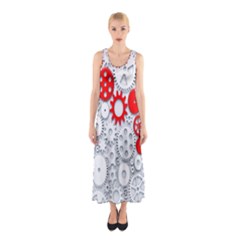 Iron Chain White Red Sleeveless Maxi Dress