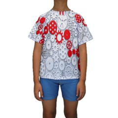 Iron Chain White Red Kids  Short Sleeve Swimwear