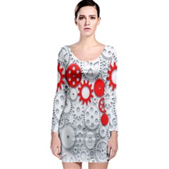 Iron Chain White Red Long Sleeve Bodycon Dress