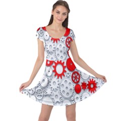 Iron Chain White Red Cap Sleeve Dresses