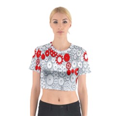 Iron Chain White Red Cotton Crop Top by Mariart
