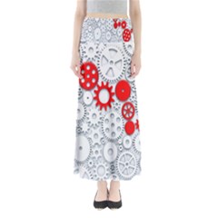 Iron Chain White Red Maxi Skirts