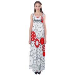 Iron Chain White Red Empire Waist Maxi Dress