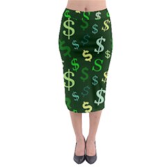 Money Us Dollar Green Midi Pencil Skirt