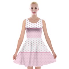 Love Polka Dot White Pink Line Velvet Skater Dress by Mariart