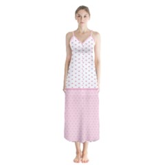Love Polka Dot White Pink Line Chiffon Maxi Dress