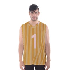 Number 1 Line Vertical Yellow Pink Orange Wave Chevron Men s Basketball Tank Top