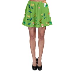 Mushrooms Flower Leaf Tulip Skater Skirt by Mariart