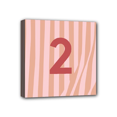 Number 2 Line Vertical Red Pink Wave Chevron Mini Canvas 4  X 4  by Mariart