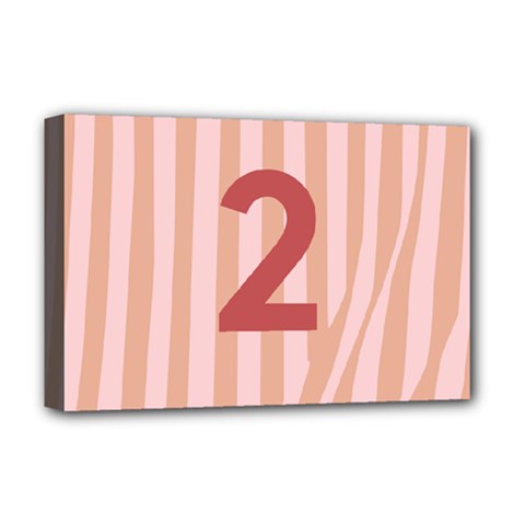 Number 2 Line Vertical Red Pink Wave Chevron Deluxe Canvas 18  X 12  