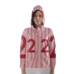 Number 2 Line Vertical Red Pink Wave Chevron Hooded Wind Breaker (women) by Mariart