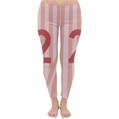 Number 2 Line Vertical Red Pink Wave Chevron Classic Winter Leggings by Mariart