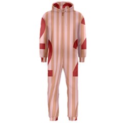 Number 2 Line Vertical Red Pink Wave Chevron Hooded Jumpsuit (men)  by Mariart