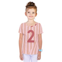 Number 2 Line Vertical Red Pink Wave Chevron Kids  One Piece Tee