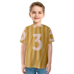 Number 3 Line Vertical Yellow Pink Orange Wave Chevron Kids  Sport Mesh Tee