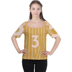 Number 3 Line Vertical Yellow Pink Orange Wave Chevron Women s Cutout Shoulder Tee