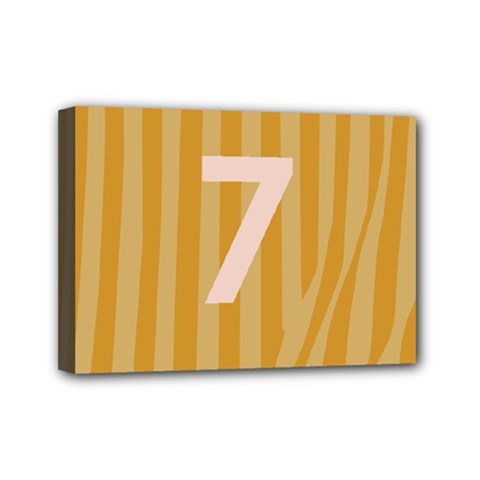Number 7 Line Vertical Yellow Pink Orange Wave Chevron Mini Canvas 7  X 5 