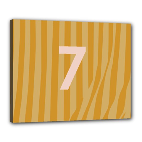 Number 7 Line Vertical Yellow Pink Orange Wave Chevron Canvas 20  X 16 