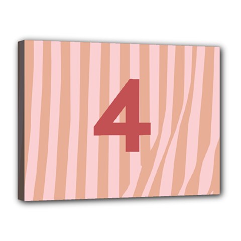 Number 4 Line Vertical Red Pink Wave Chevron Canvas 16  X 12  by Mariart