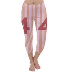 Number 4 Line Vertical Red Pink Wave Chevron Capri Winter Leggings 